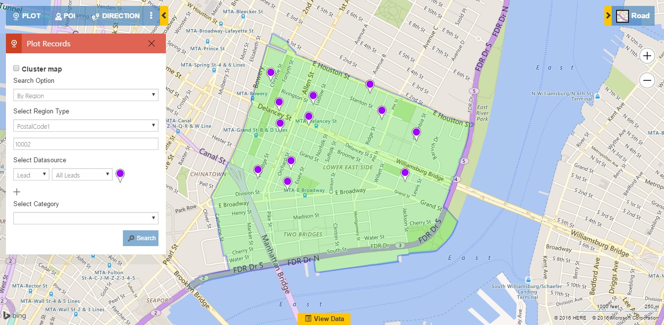 Plotting Dynamics CRM record maps