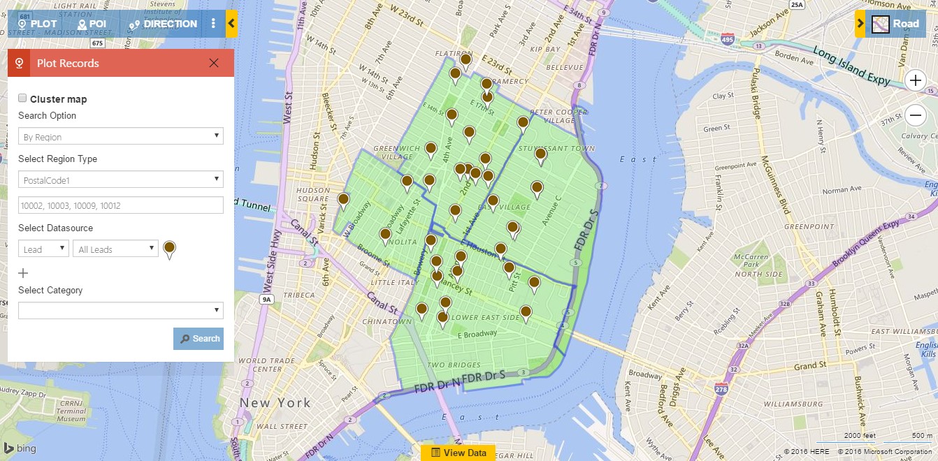 Plotting Dynamics CRM record map