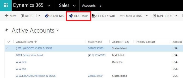 Dynamics CRM Data Heat Map