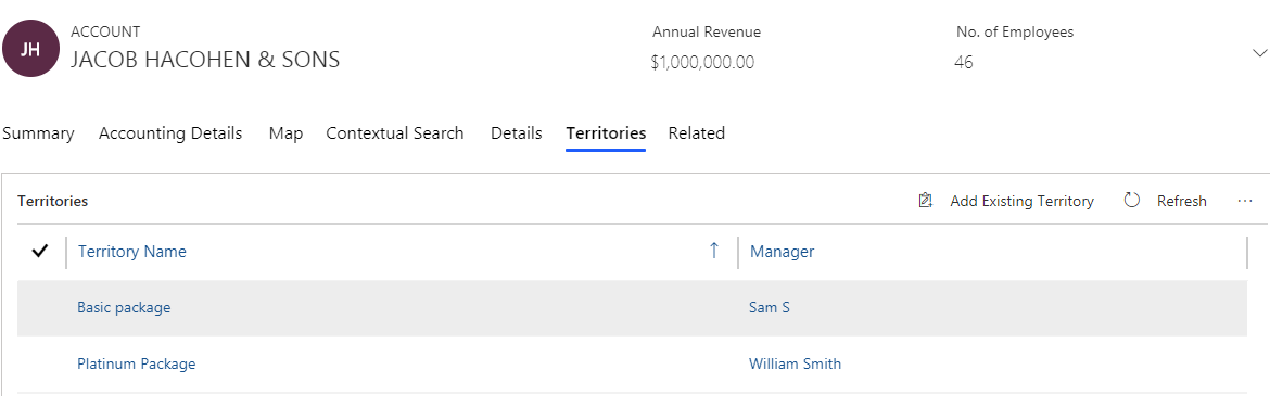 Visualise multiple territories assigned to a single record within Dynamics 365 CRM