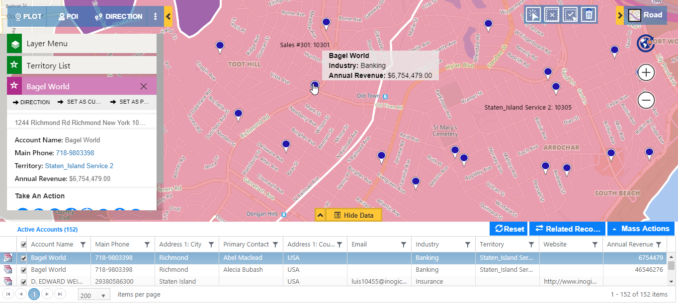 Map for quick visualization of your Dynamics 365 CRM data