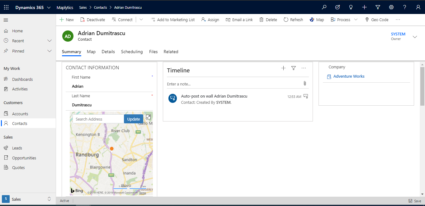 View and edit geolocation on map within Dynamics 365 CRM