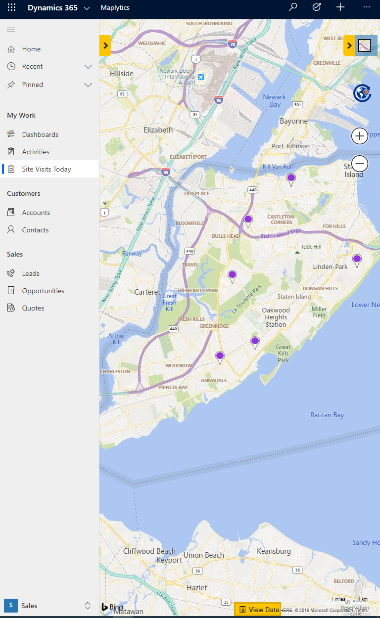 Track site visits on a map within Dynamics 365 CRM or PowerApps in Portrait mode