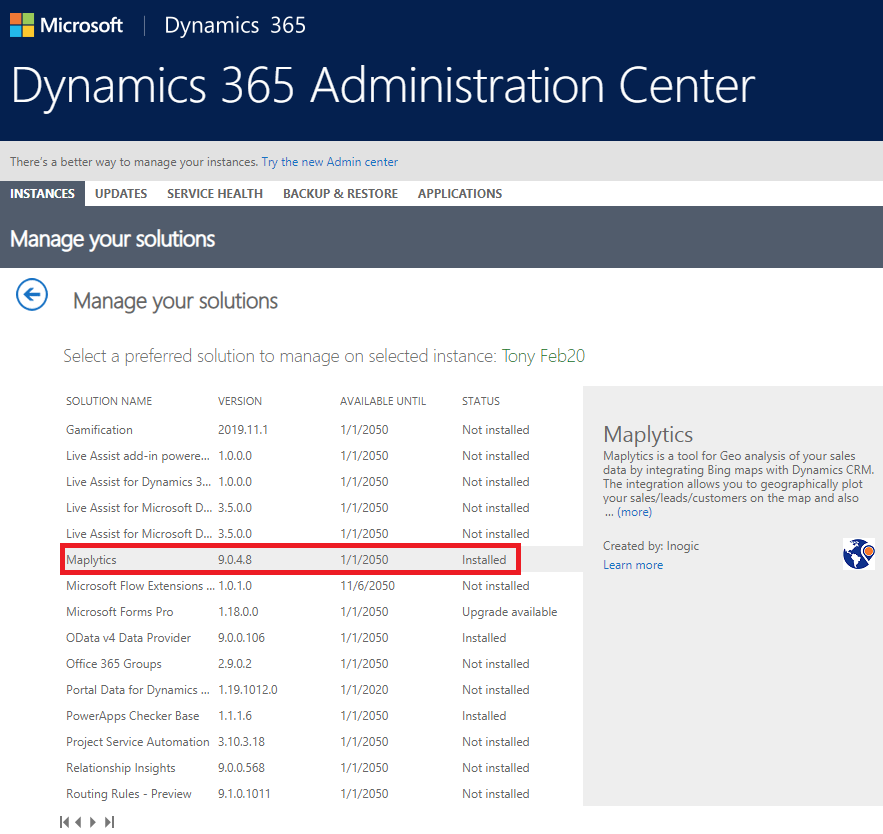 Maplytics from AppSource