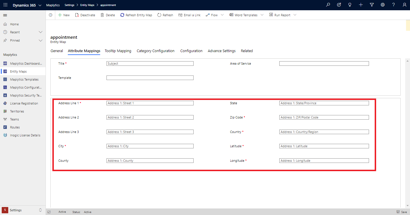 Plot appointments scheduled at an alternate address using Maplytics within Dynamics 365