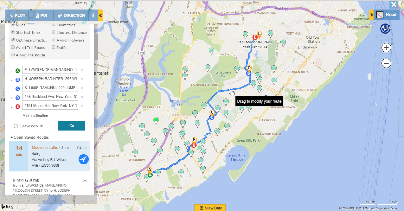 Quickly adjust to change in schedule with flexible routing on map in Dynamics 365 CRM