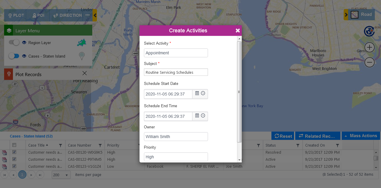 Maplytics Mass Actions feature within your Dynamics 365 CRM