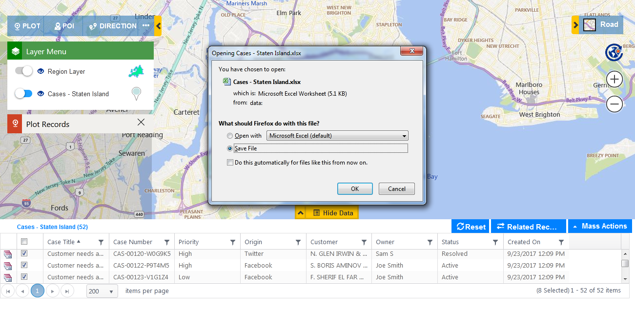 Maplytics Mass Actions feature within your Dynamics 365 CRM