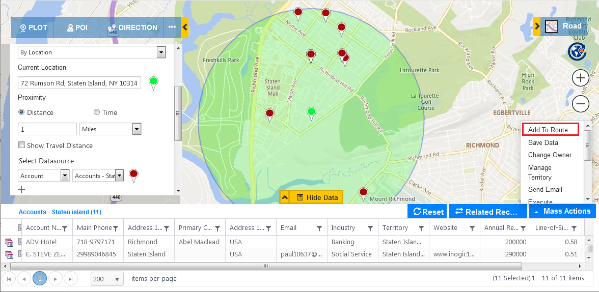 Maplytics Mass Actions feature within your Dynamics 365 CRM