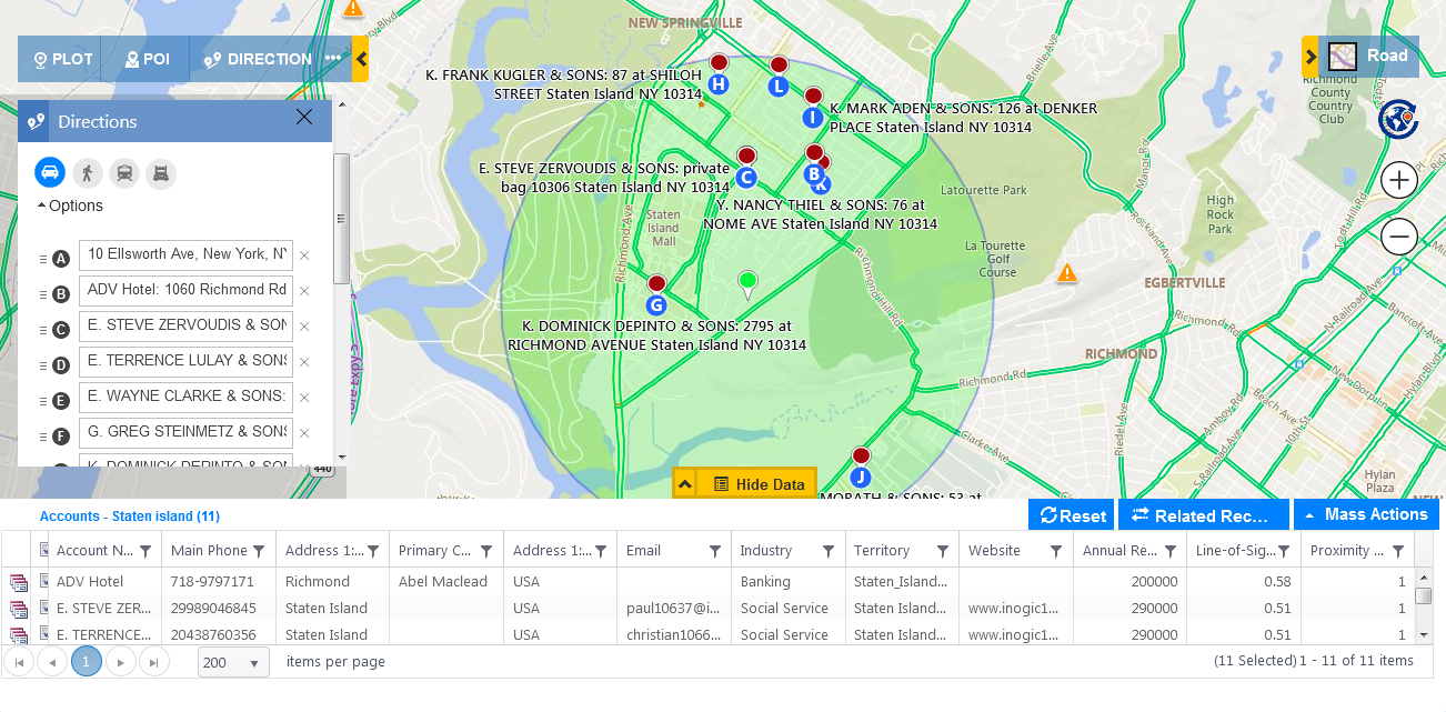 Maplytics Mass Actions feature within your Dynamics 365 CRM