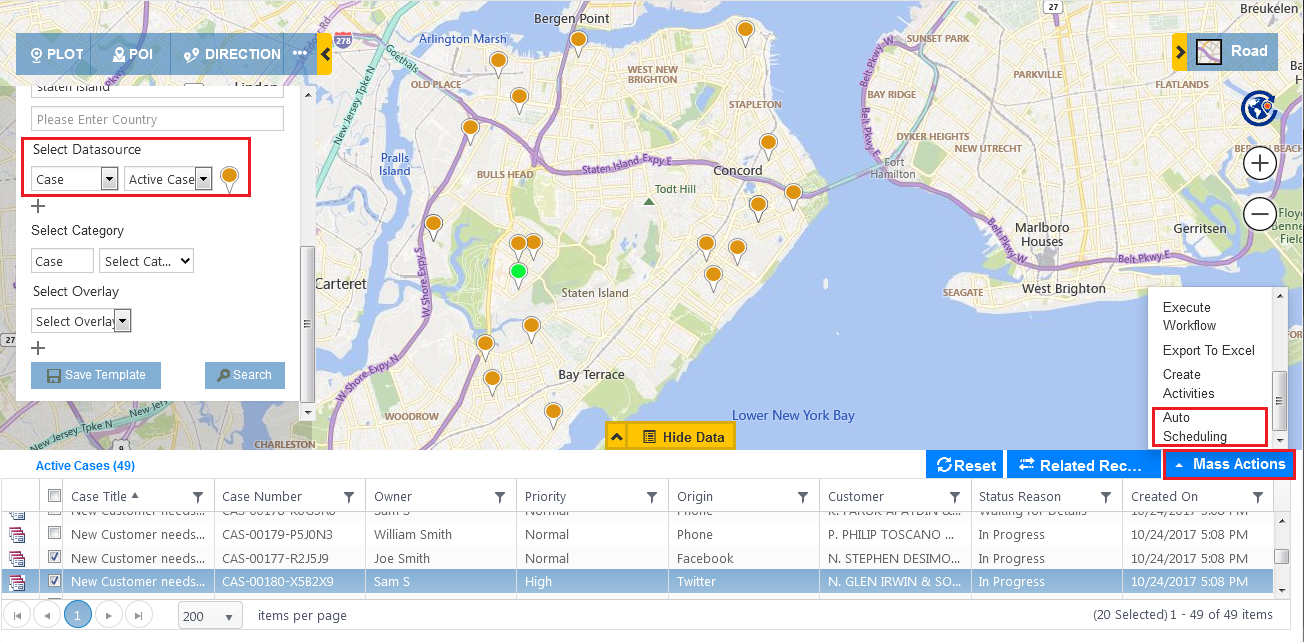 Maplytics Mass Actions feature within your Dynamics 365 CRM