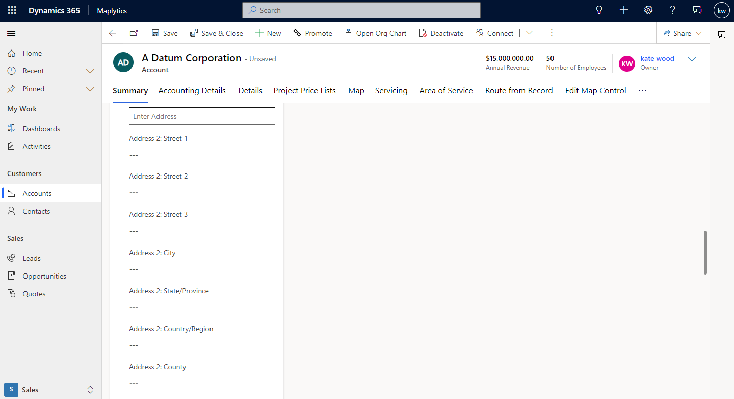 After the successful implementation of new features and Mobile User Interface updates in the month of October, Team Maplytics is excited to announce the launch of additional new updates in the month of November 2022. Maplytics advocates a seamless integration of Microsoft Dynamics 365 CRM with Maps and empowers businesses with the power of optimized routes to attend pre-scheduled client meets, within balanced sales territories, amidst Real-time tracking and other features. The response received to the last upgrade from our Partners and Clients alike pumped up our spirits to endeavor more and deliver better. Let us have a brief look at the release of Nov 2022! Address Autosuggest Control Maplytics’ earlier releases included 4 established PowerApps Component Frameworks, namely the Map View Control for Record, Map Edit Control for Record, Map View Control for Dataset, and Detail Map Control for Dataset. The Users can add custom controls on fields or grids within Dynamics CRM. These custom controls help users to view the respective records on map on the record form or the entity grid without switching to any other screen. This enhances the user experience while working with views and individual records. With the new release, a new control has been added to the list, named the Address Autosuggest Control. The users can add this control on any of the fields with the Data type ‘Single Line of Text’ of the record to view and get auto suggestions of addresses while typing the respective fields. Users can select the required address and get that address auto-filled within the fields. The data type of the field on which the users need to add control should be ‘Single Line of Text’. While adding the control, the users need to choose the required address fields. While the users use Auto-suggest control, the respective addresses that are selected here will be auto-filled. Users can choose to allow control on the Web, Phone, or Tablet. The users can open any record of the entity to view this control added to the field. The users need to enter the address and based on the entered keywords; it will provide suggestions for addresses.