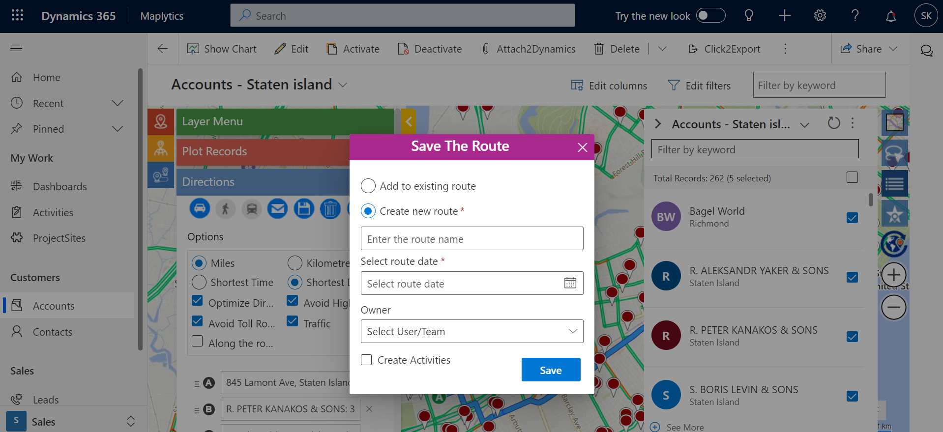 Travel Smart with Smart Routes planned within Microsoft Dynamics 365