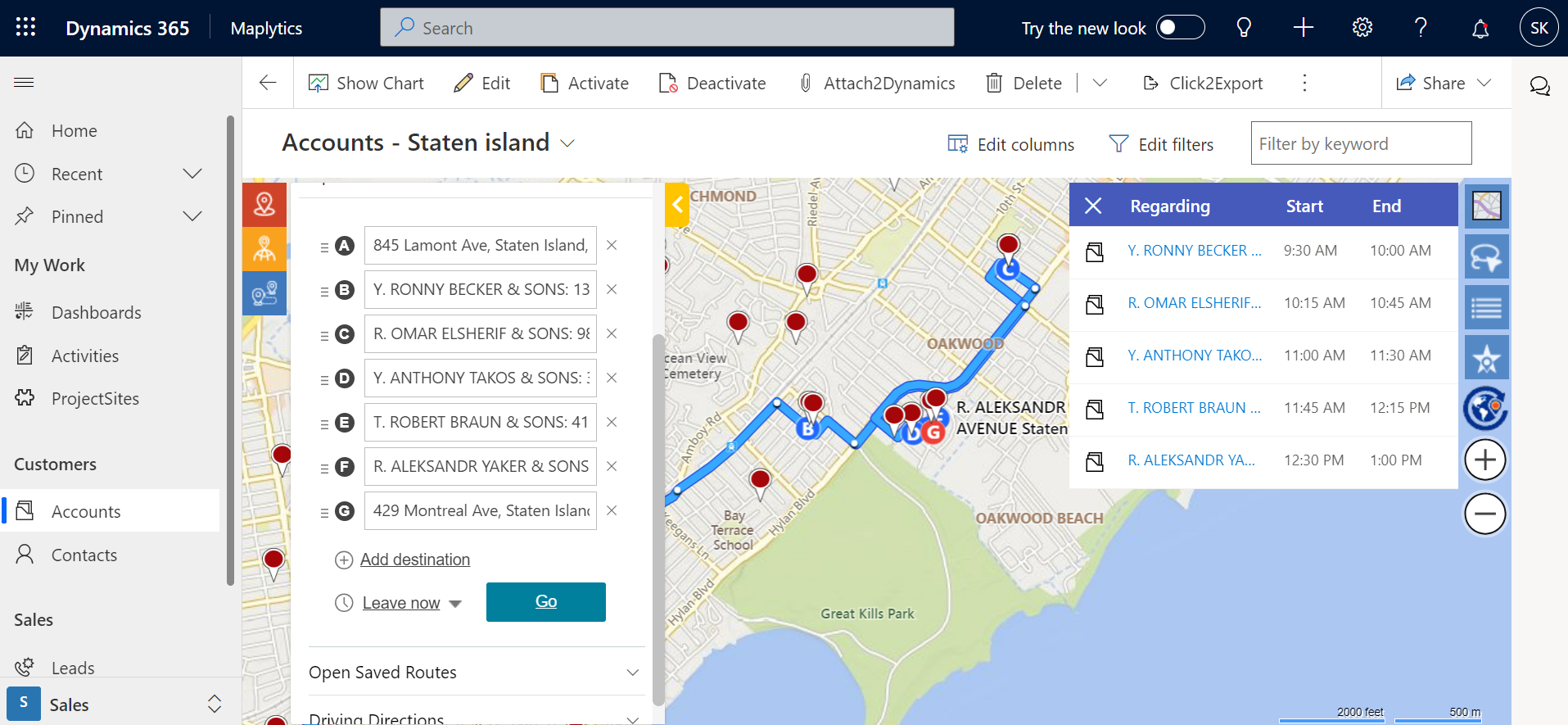 Travel Smart with Smart Routes planned within Microsoft Dynamics 365