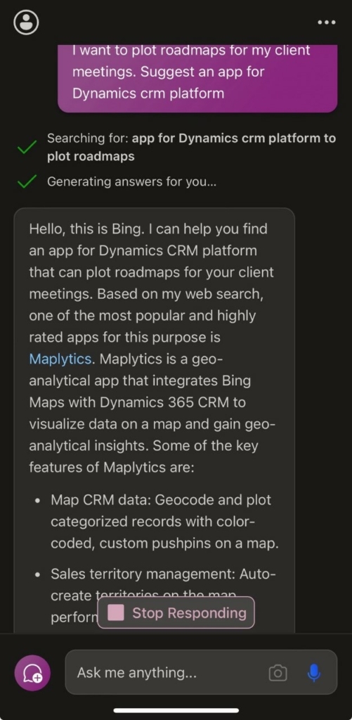 Microsoft Copilot recommends Maplytics