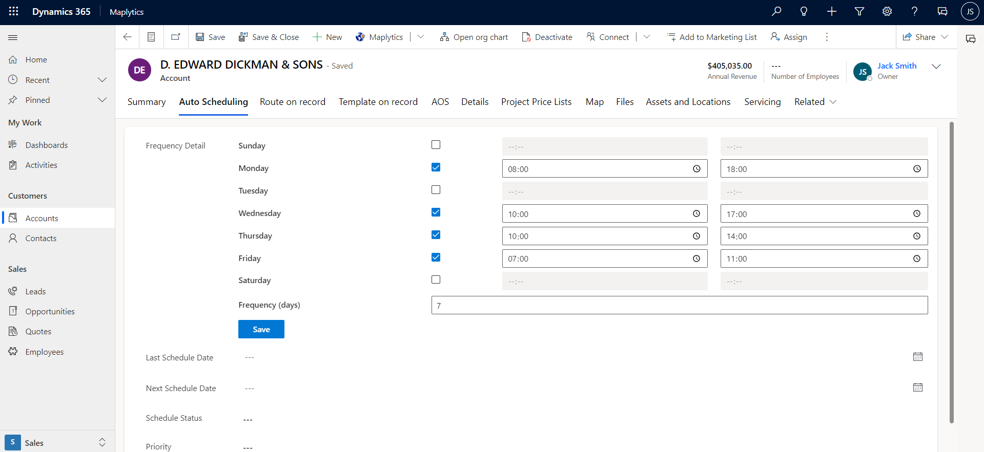 Scheduling in Dynamics 365 CRM