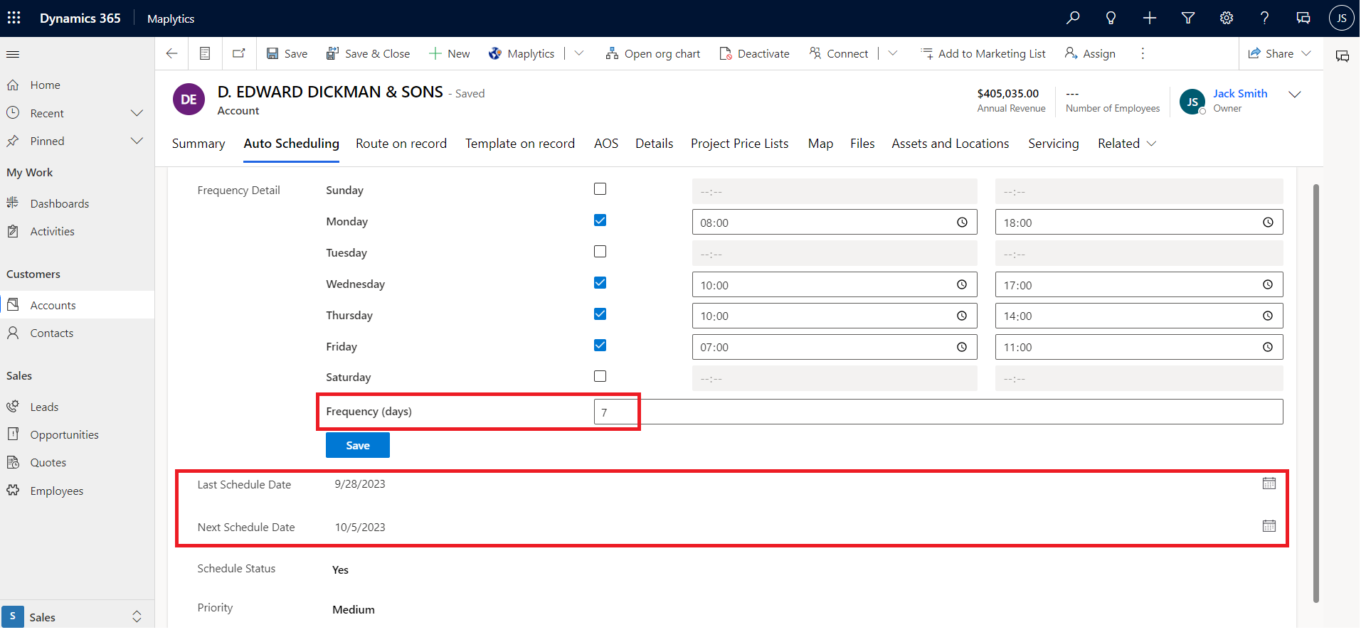 Scheduling in Dynamics 365 CRM