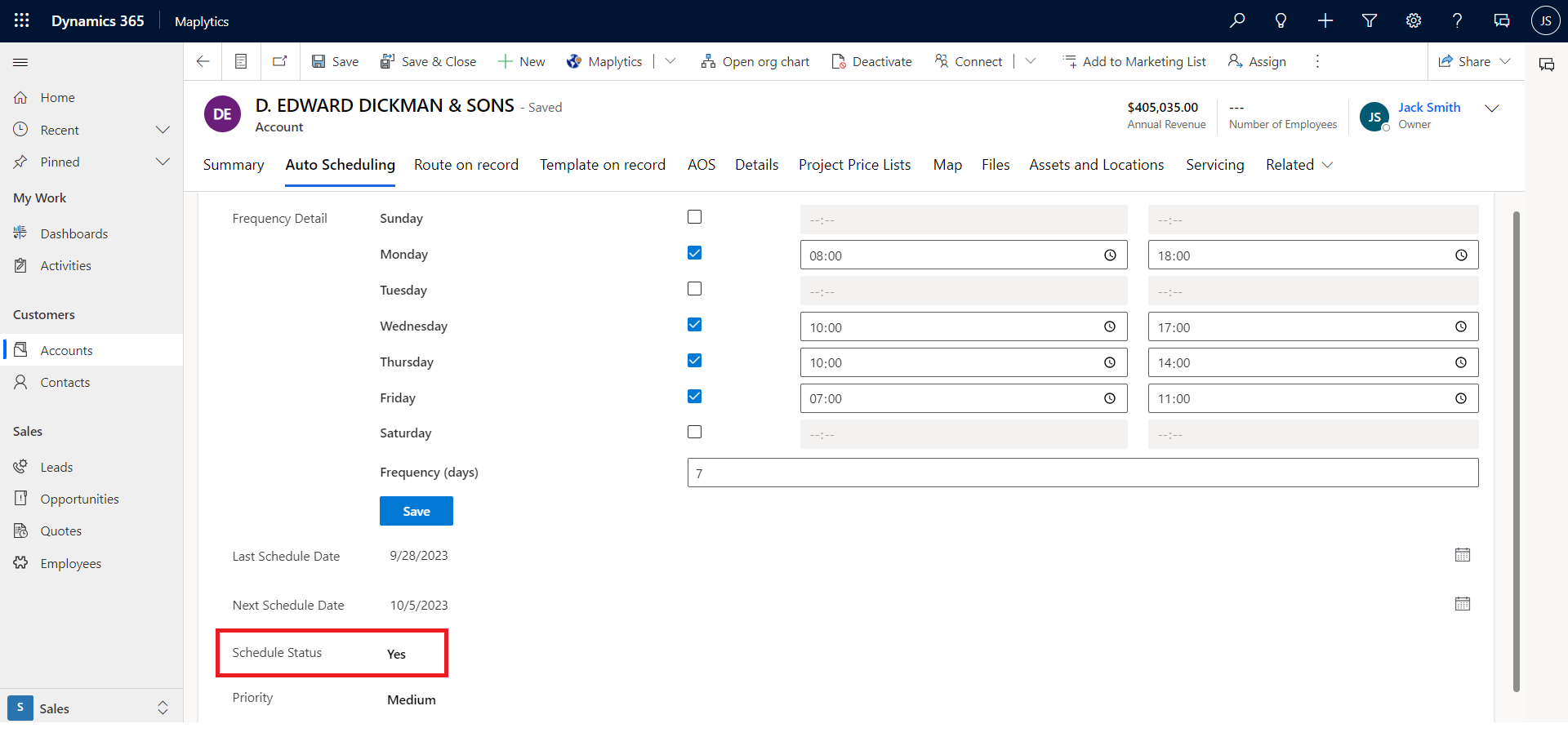 Scheduling in Dynamics 365 CRM