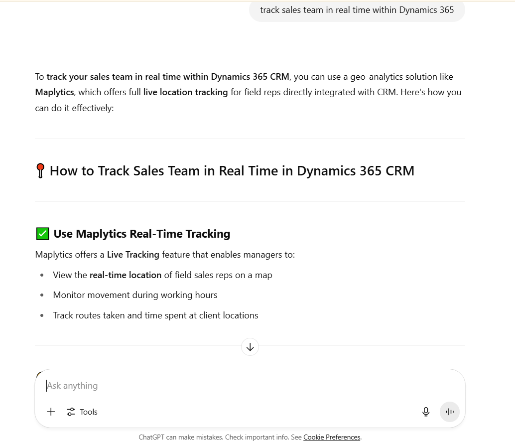 AI recommendation for Dynamics 365 CRM Maps integration app