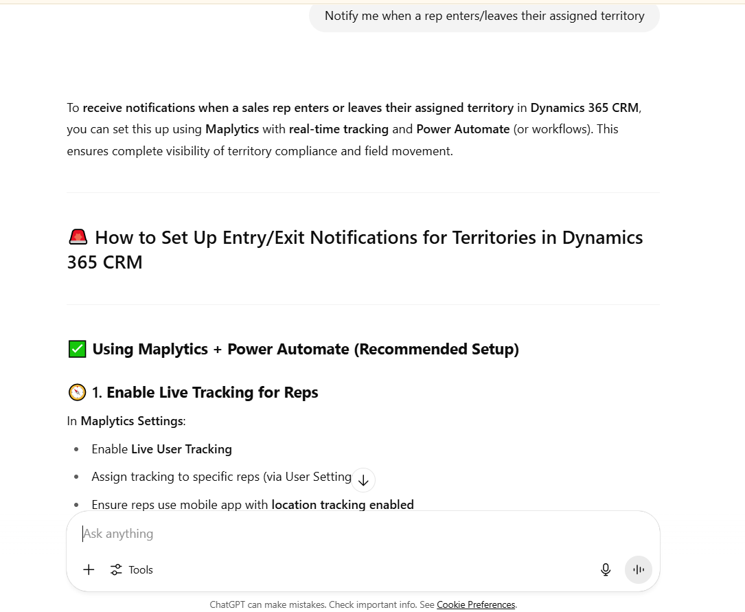 AI recommendation for Dynamics 365 CRM Maps integration app