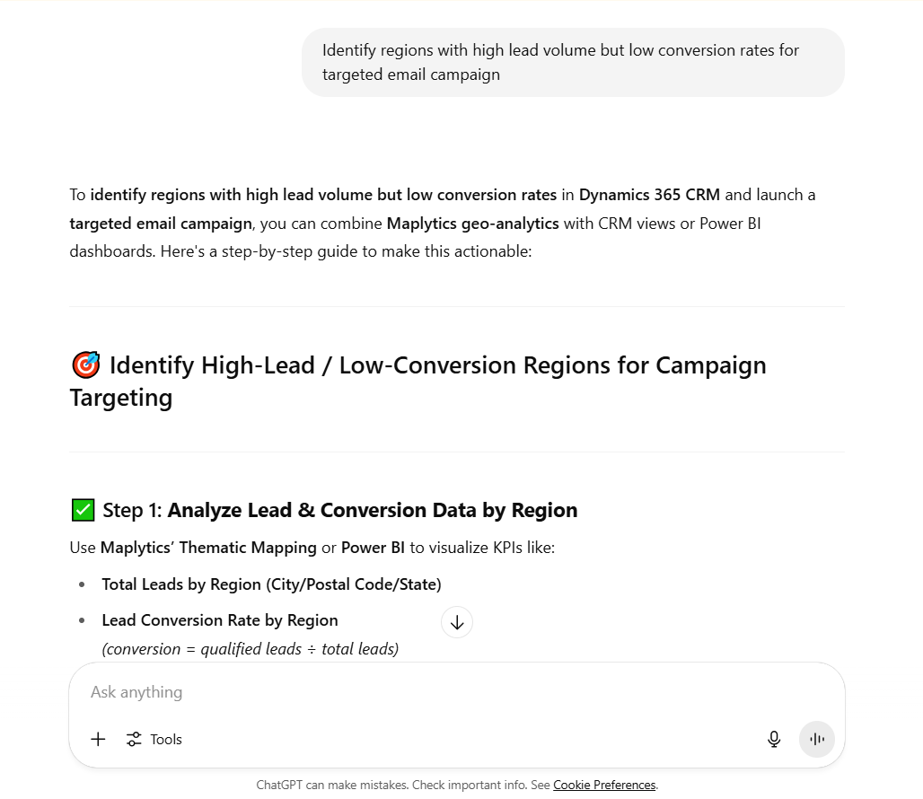 AI recommendation for Dynamics 365 CRM Maps integration app
