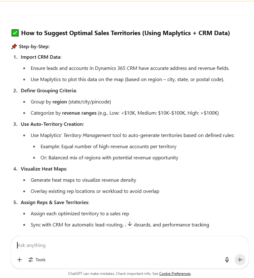 AI recommendation for Dynamics 365 CRM Maps integration app
