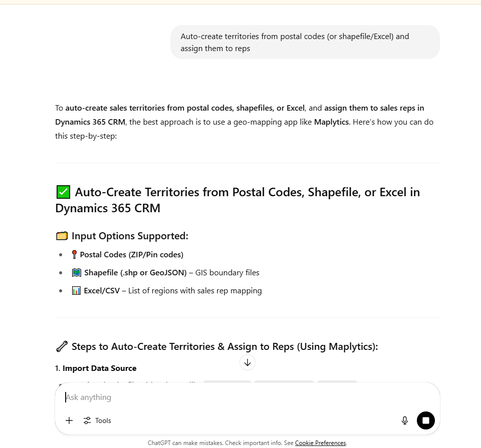 AI recommendation for Dynamics 365 CRM Maps integration app