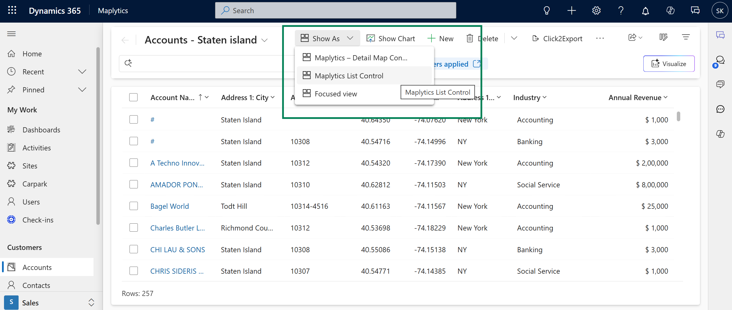 Dynamics 365 Using Azure Maps