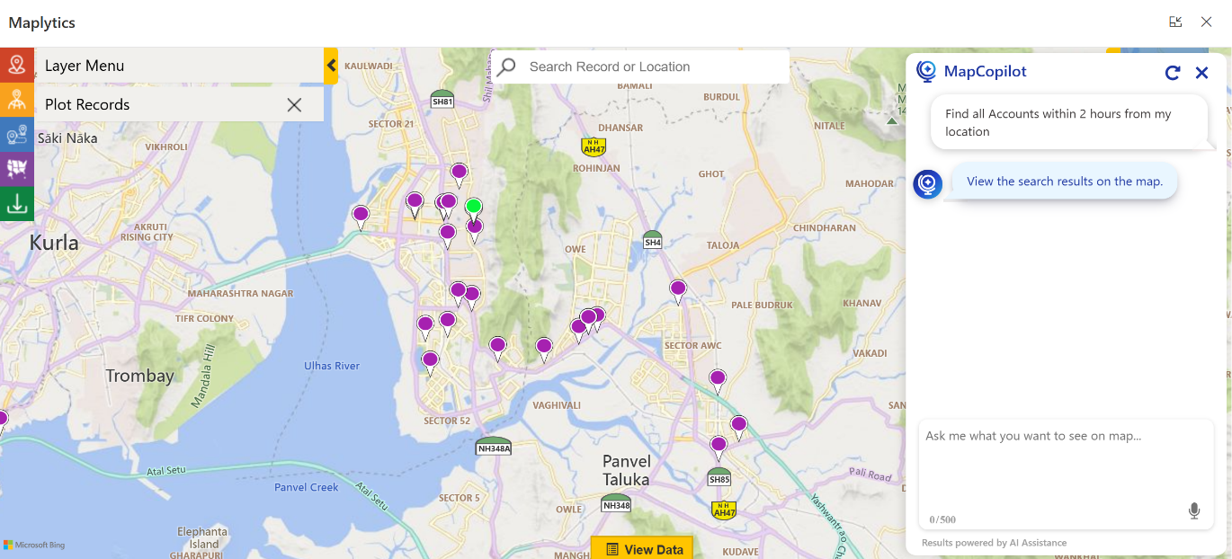 Radius- Proximity Search in MapCopilot