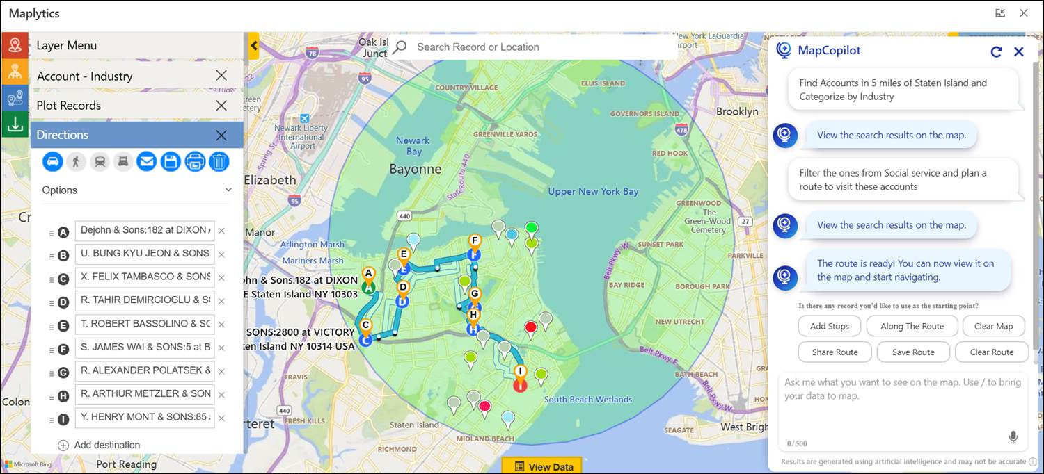 Route Optimization in MapCopilot