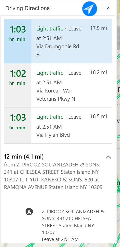 Directions and Navigation Options