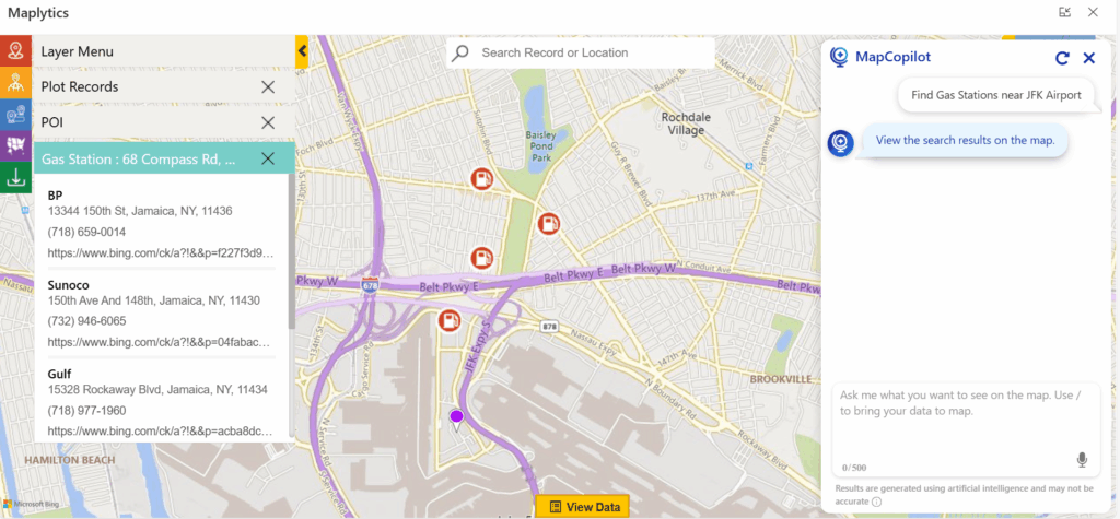 Point Of Interest Location Search with MapCopilot