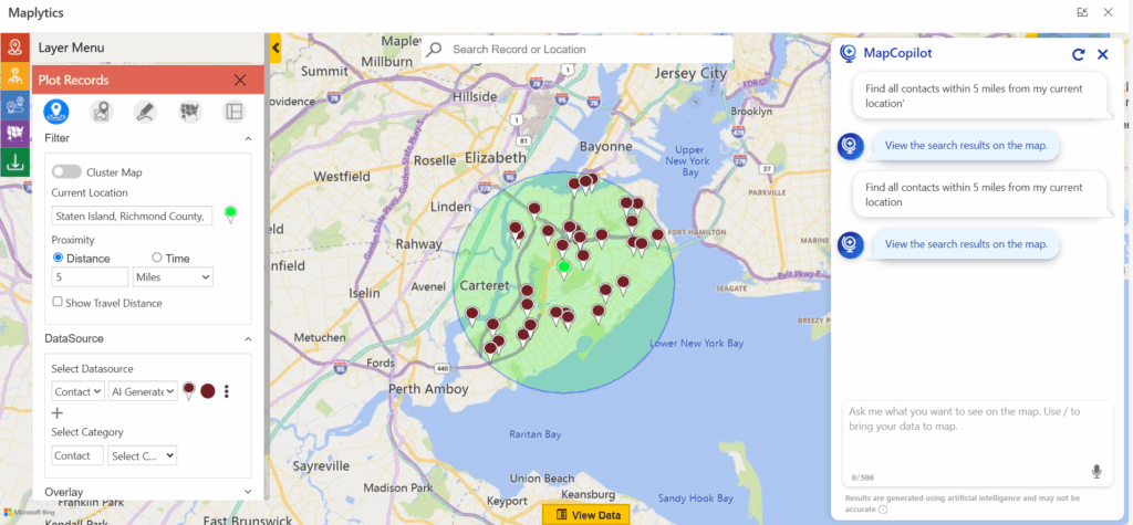 Radius/Proximity Search with MapCopilot